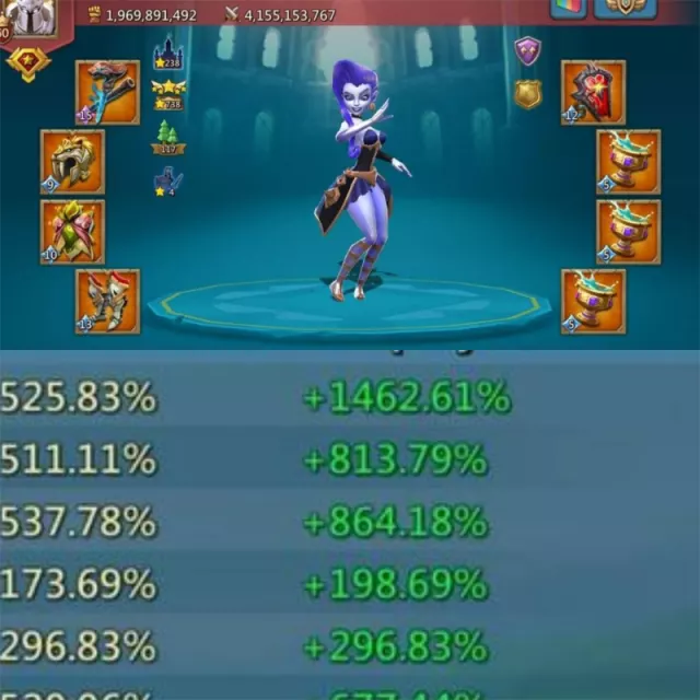 🔥 BELLA FULL CHAMP | 3 HERO 11K GOLD | 1450% · 2 / 8