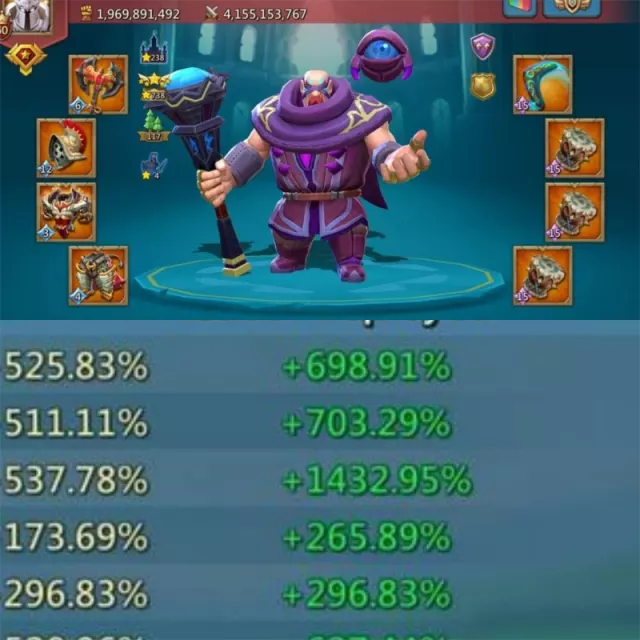 🔥 BELLA FULL CHAMP | 3 HERO 11K GOLD | 1450% · 3 / 8