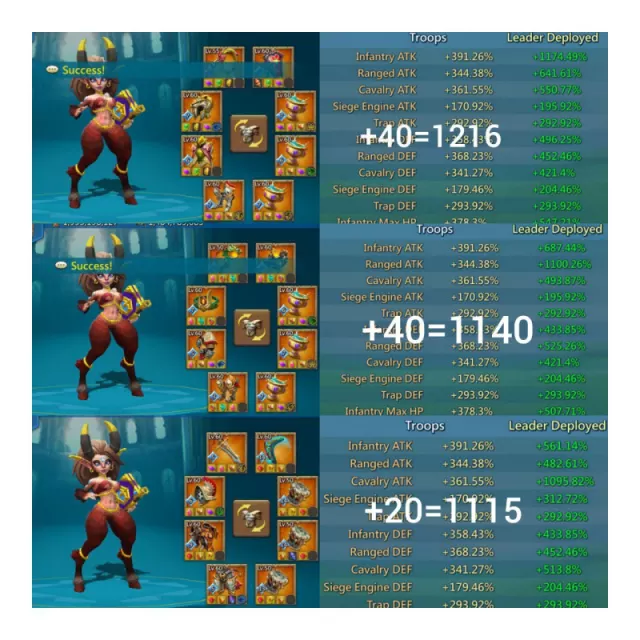 7 mythic champ  /  1214/1110/1115 max stats · 5 / 6