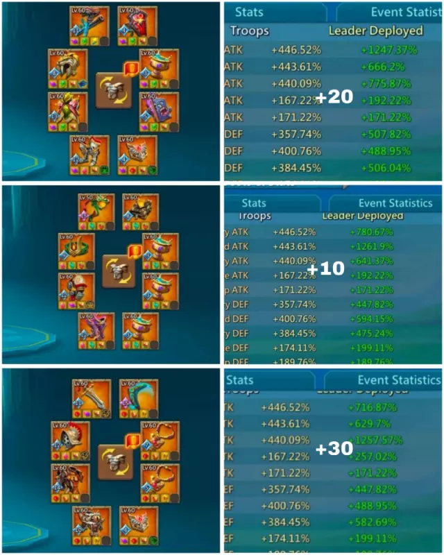 Full Champs - 3 Lv.12 / 1267-1271-1287% stats · 4 / 6