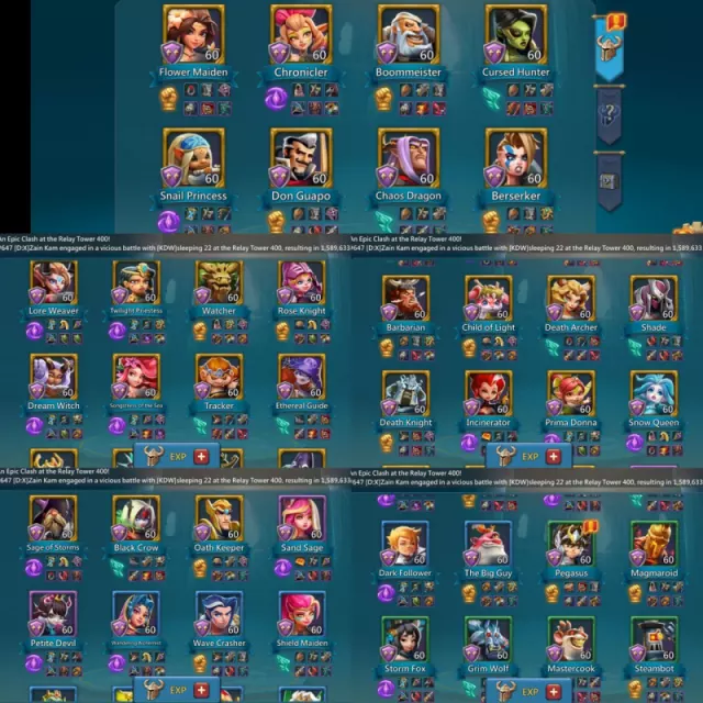 10 champ 3 lvl 12 &amp; 2 lvl 11 / 1505/1450/1450 max stats · 3 / 9