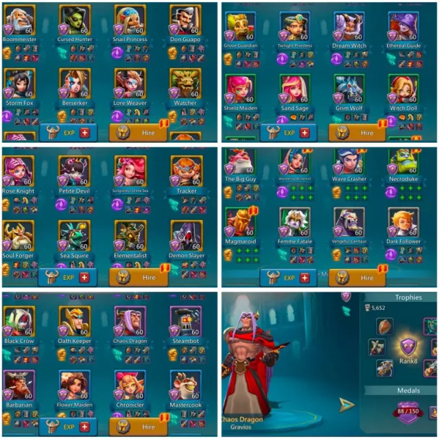 Full Champs - 3 Lv.12 / 1267-1271-1287% stats · 3 / 6