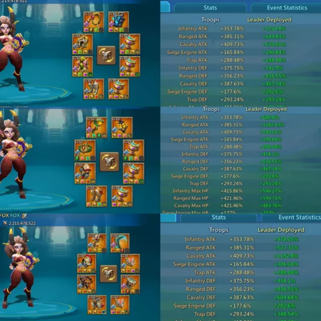 13 mythic champs 1 lvl 12 / 1240/1182/1192 max stats · 3 / 5