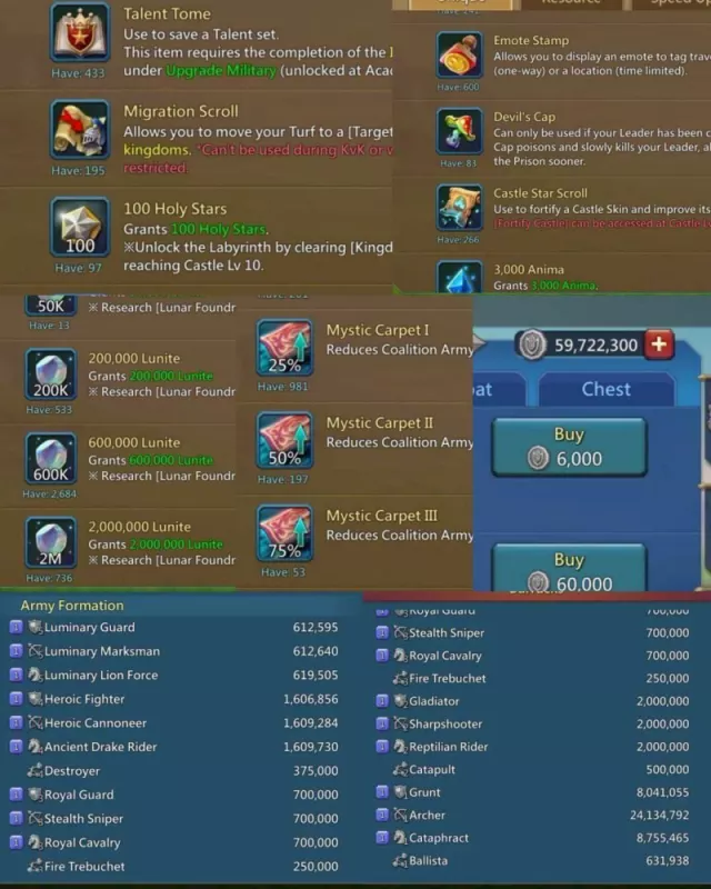 3x11k Heroes Gold / 1 Lv.3, 3 Lv.12 Champs · 5 / 9